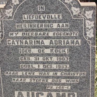 AUCAMP Catharina Adriana nee DE KOCK 1903-1953