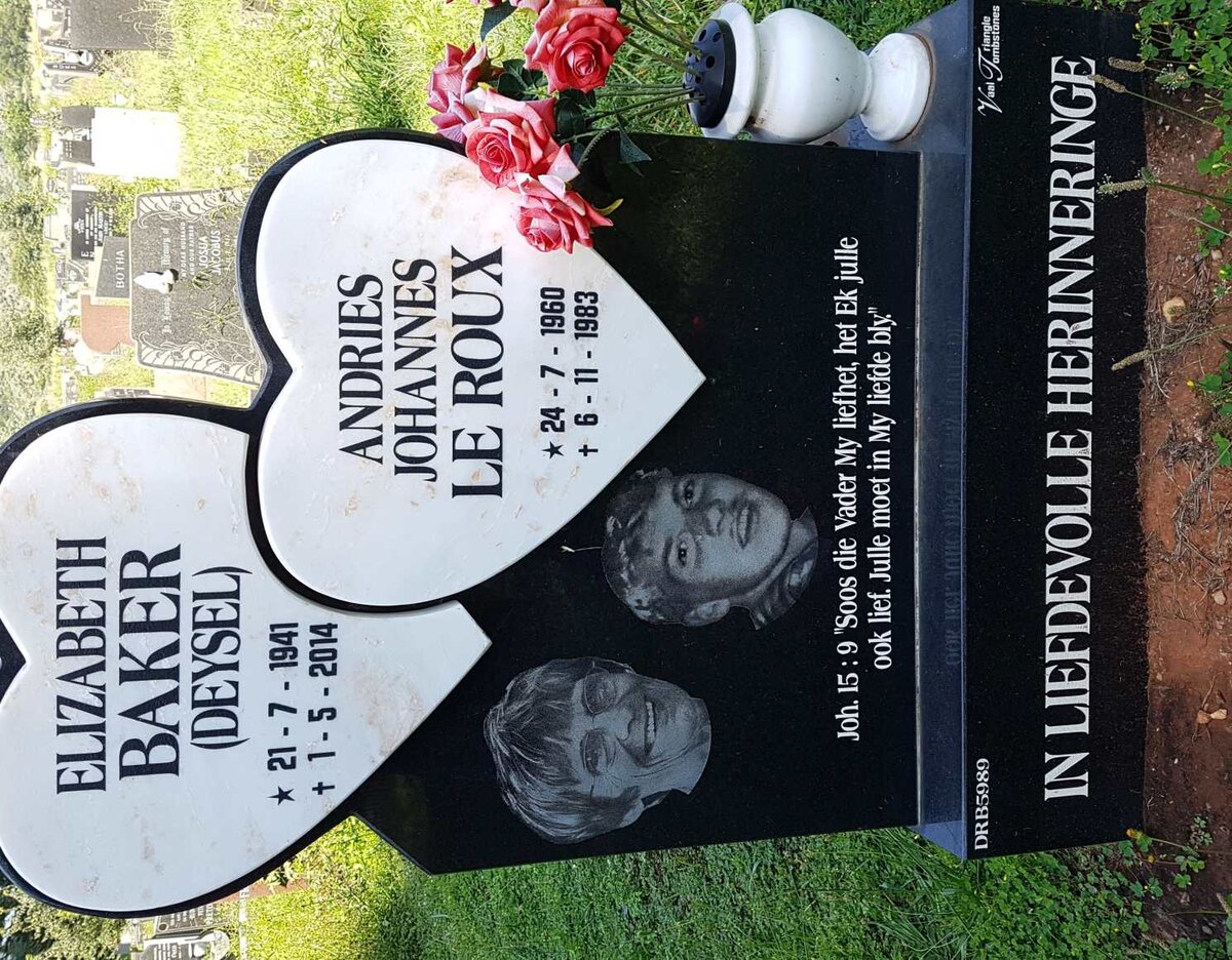 BAKER Elizabeth nee DEYSEL 1941-2014 :: LE ROUX Andries Johannes 1960-1983