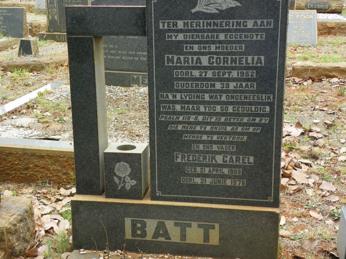 BATT Frederik Carel 1909-1976 &amp; Maria Cornelia -1952