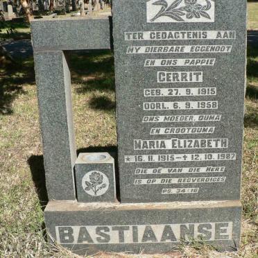 BASTIAANSE Gerrit 1915-1958 &amp; Maria Elizabeth 1915-1987