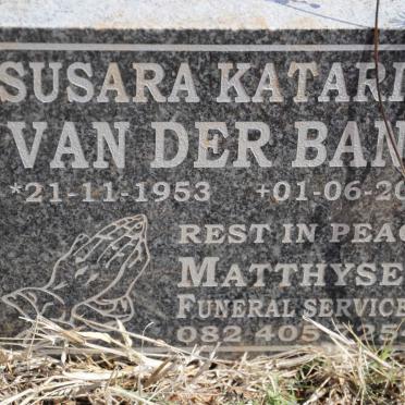 BANK Susara Katarina, van der 1953-2021