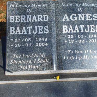 BAATJES Bernard 1948-2004 &amp; Agnes 1944-2018