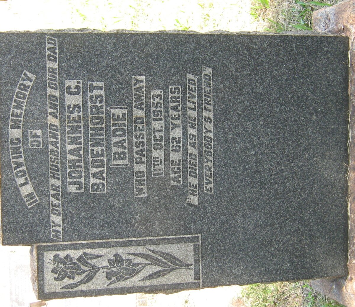 BADENHORST Johannes C. -1953