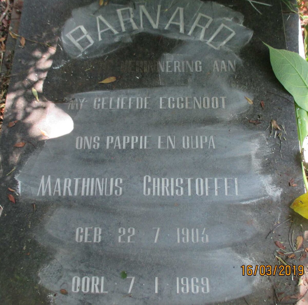 BARNARD Marthinus Christoffel 1905-1969