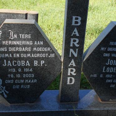 BARNARD Johannes Lodewikus 1912-1981 &amp; Jacoba B.P. 1914-2003