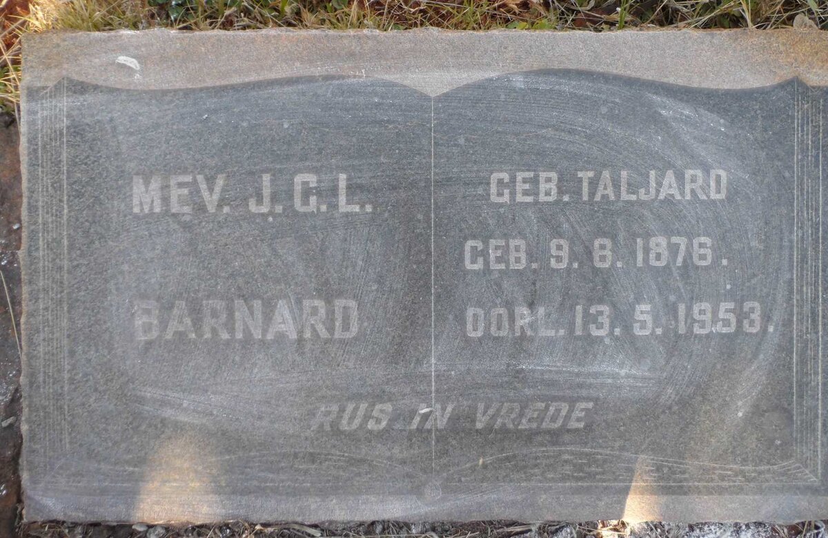 BARNARD J.G.L. nee TALJARD 1876-1953