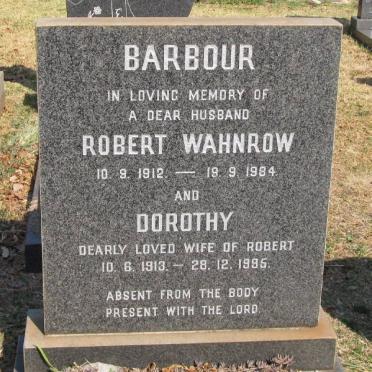 BARBOUR Robert Wahnrow 1912-1984 &amp; Dorothy 1913-1995