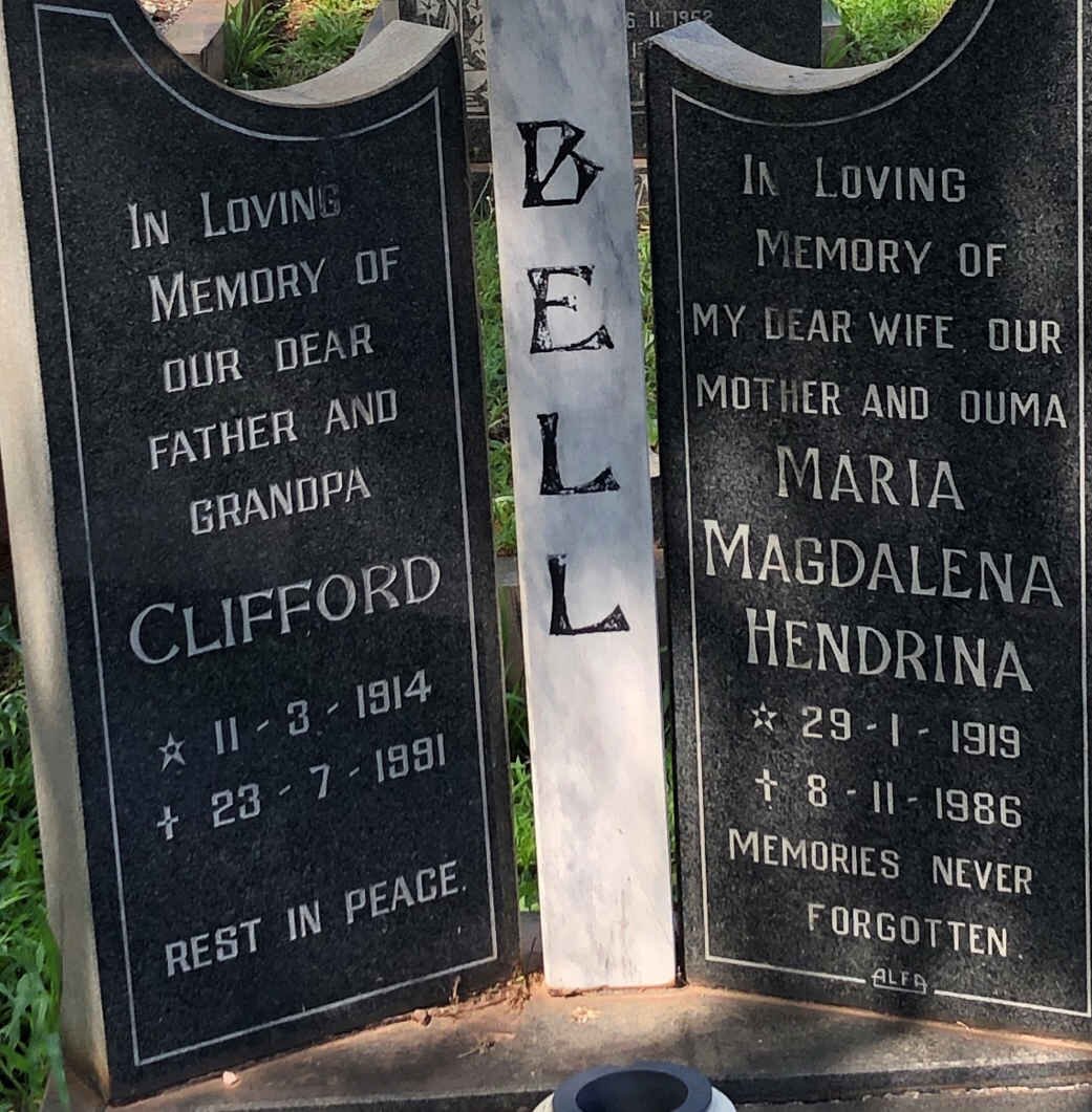BELL Clifford 1914-1991 &amp; Maria Magdalena Hendrina 1919-1986