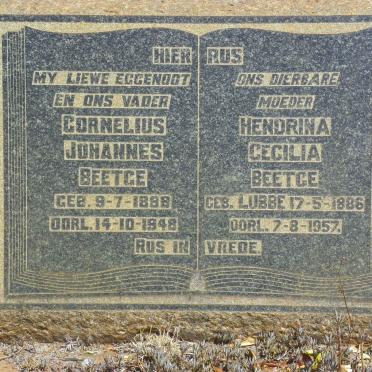 BEETGE Cornelius Johannes 1888-1948 &amp; Hendrina Cecilia LUBBE 1886-1957