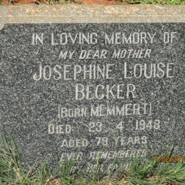BECKER Josephine Louise MEMMERT -1948