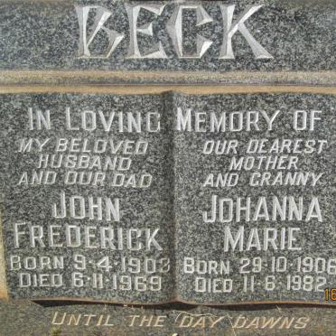 BECK John Frederick 1903-1969 &amp; Johanna Marie 1906-1982