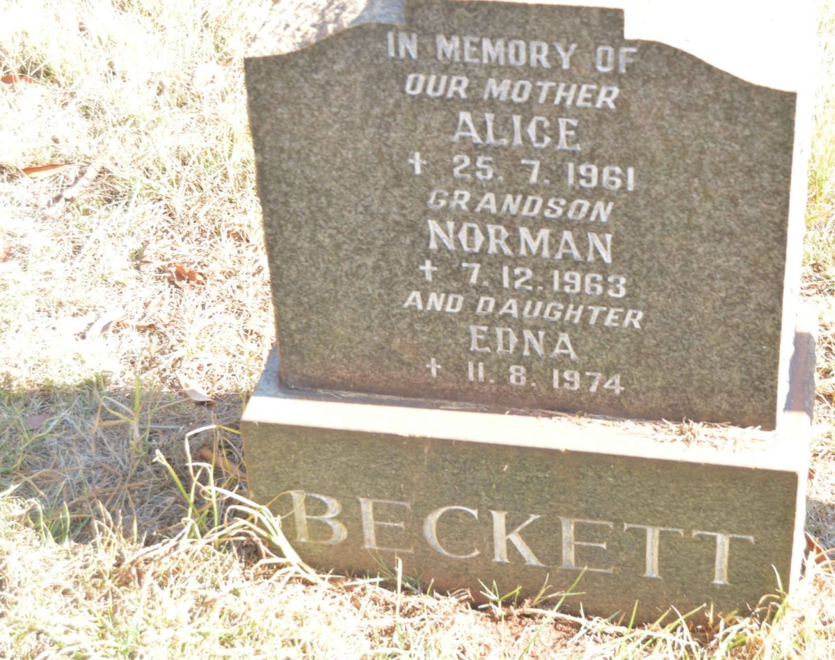 BECKETT Alice -1961 :: BECKETT Edna -1974 :: BECKETT  Norman -1963