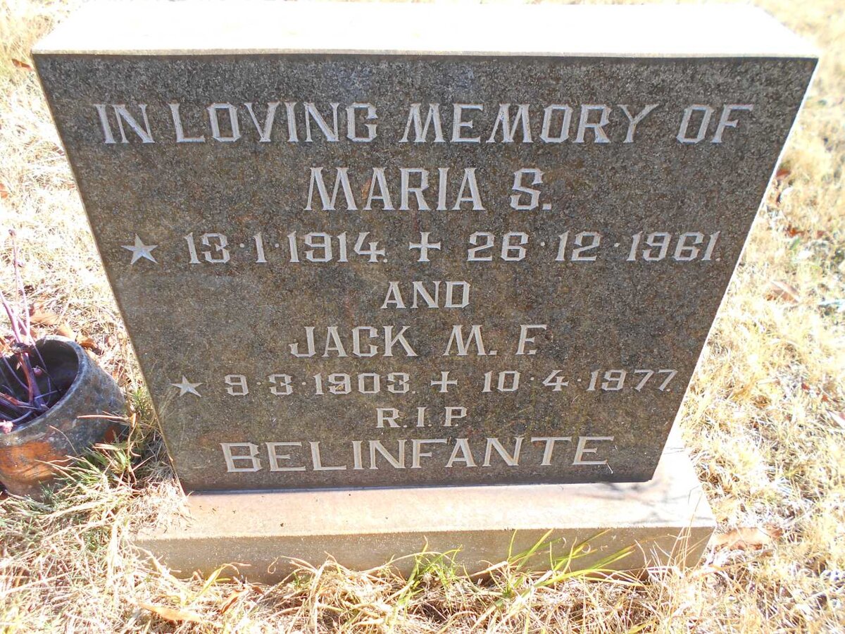 BELIFANTE Jack M.F. 1903-1977 &amp; Maria S. 1914-1961