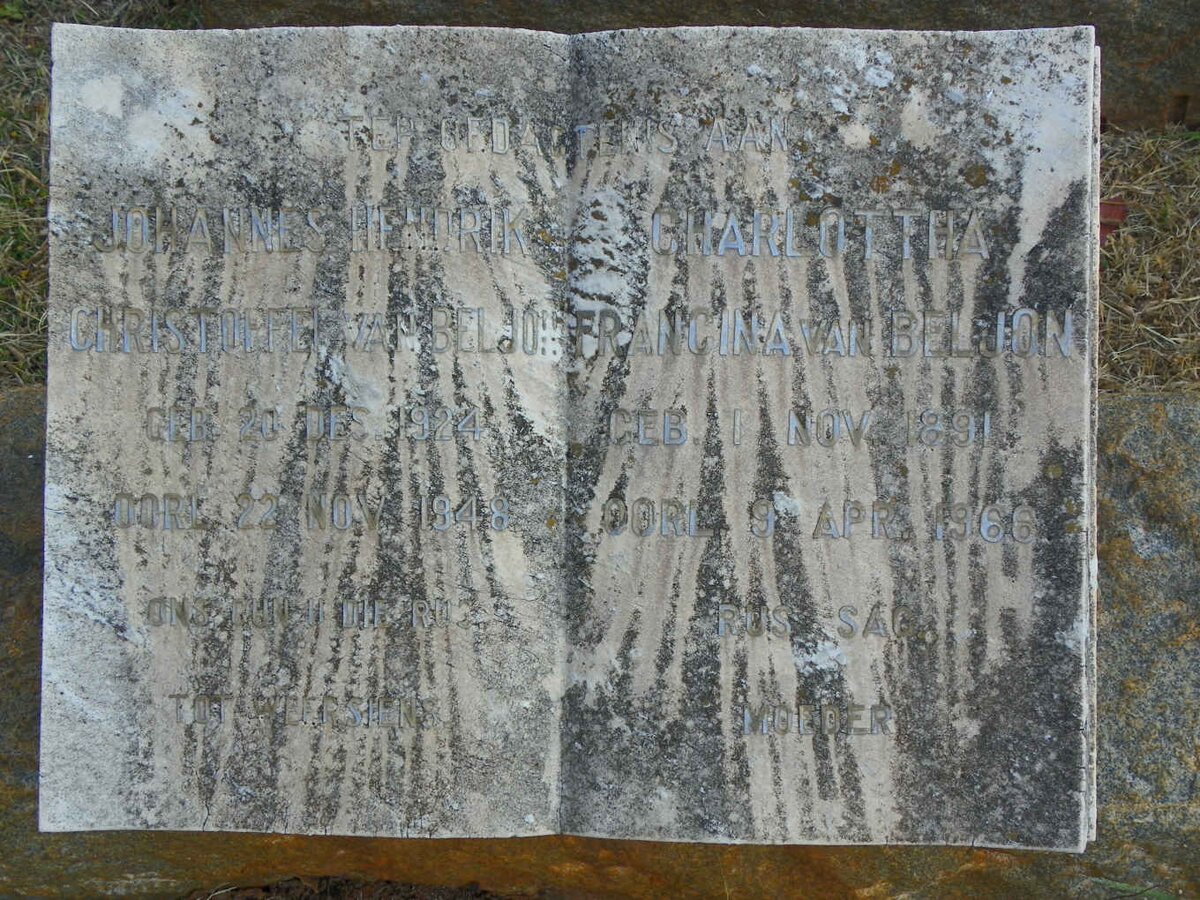 BELJON Johannes Hendrik Christoffel, van 1924-1948 &amp; Charlottha Francina 1891-1966