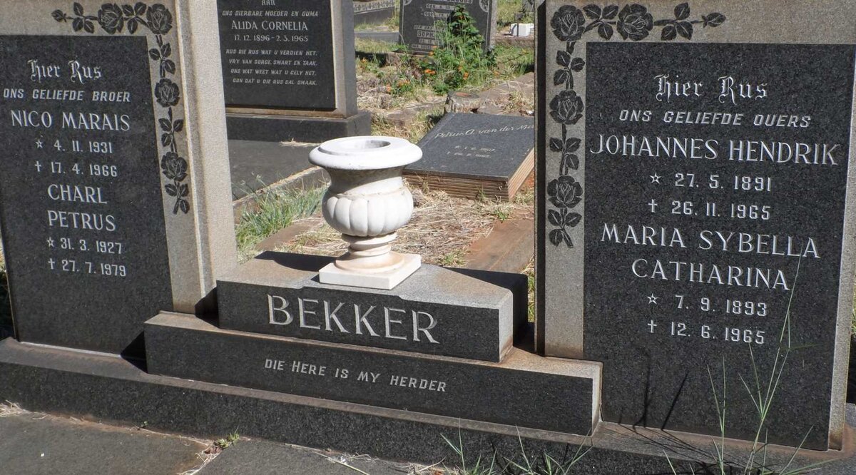 BEKKER Johannes Hendrik 1891-1965 &amp; Maria Sybella Catharina 1893-1965