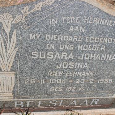 BEESLAAR Susara Johanna Josina nee LEHMANN 1884-1958