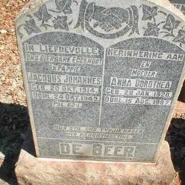 BEER Jacobus Johannes, de 1914-1949 &amp; Anna Dorothea 1920-1987