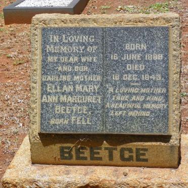 BEETGE Ellan Mary Ann Margaret nee FELL 1888-1943