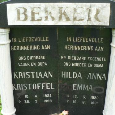 BEKKER Kristiaan Kristoffel 1922-1998 &amp; Hilda Anna Emma 1920-1991