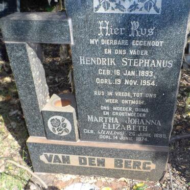 BERG Hendrik Stephanus, van den 1893-1954 &amp; Martha Johanna Elizabeth JERLING 1899-1974