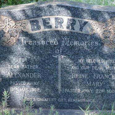 BERRY Alexander -1962 &amp; Reine Frances Mary -1951