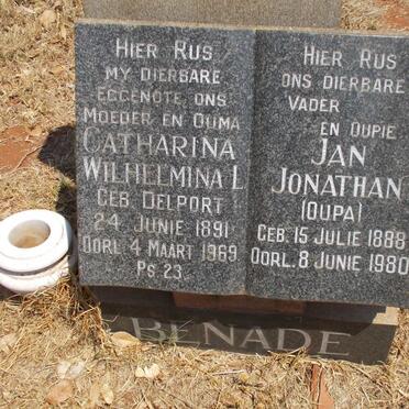 BENADE Jan Jonathan 1888-1980 &amp; Catharina Wilhelmina L. DELPORT 1891-1969