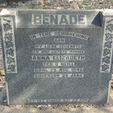 BENADE Anna Elizabeth nee O'NEILL -1946