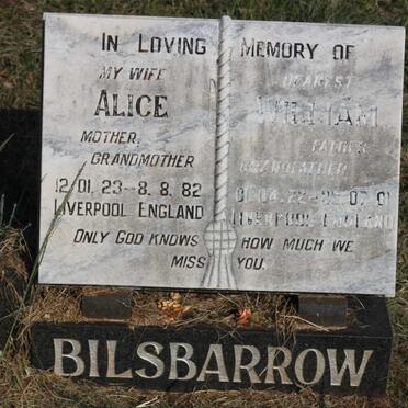 BILSBARROW William 1922-2001 &amp; Alice 1923-1982