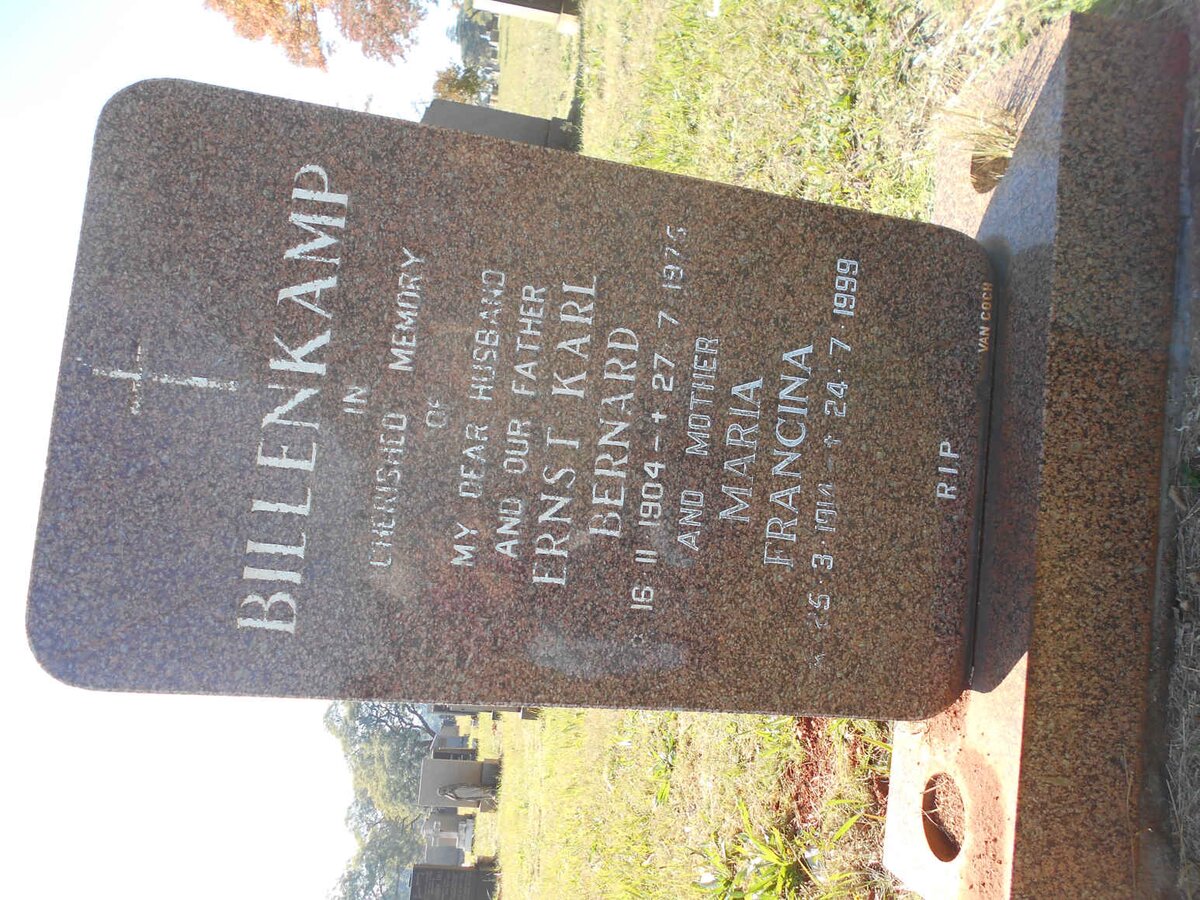 BILLENKAMP Ernst Karl Bernard 1904-1975 &amp; Maria Francina 1914-1999
