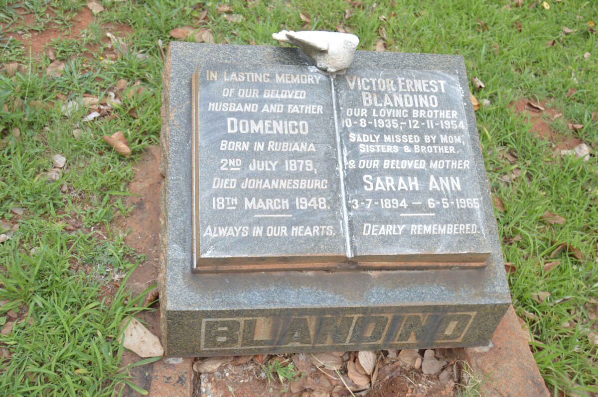 BLANDINO Domenico 1879-1948 &amp; Sarah Ann 1894-1965 :: BLANDINO Victor Ernest 1935-1954