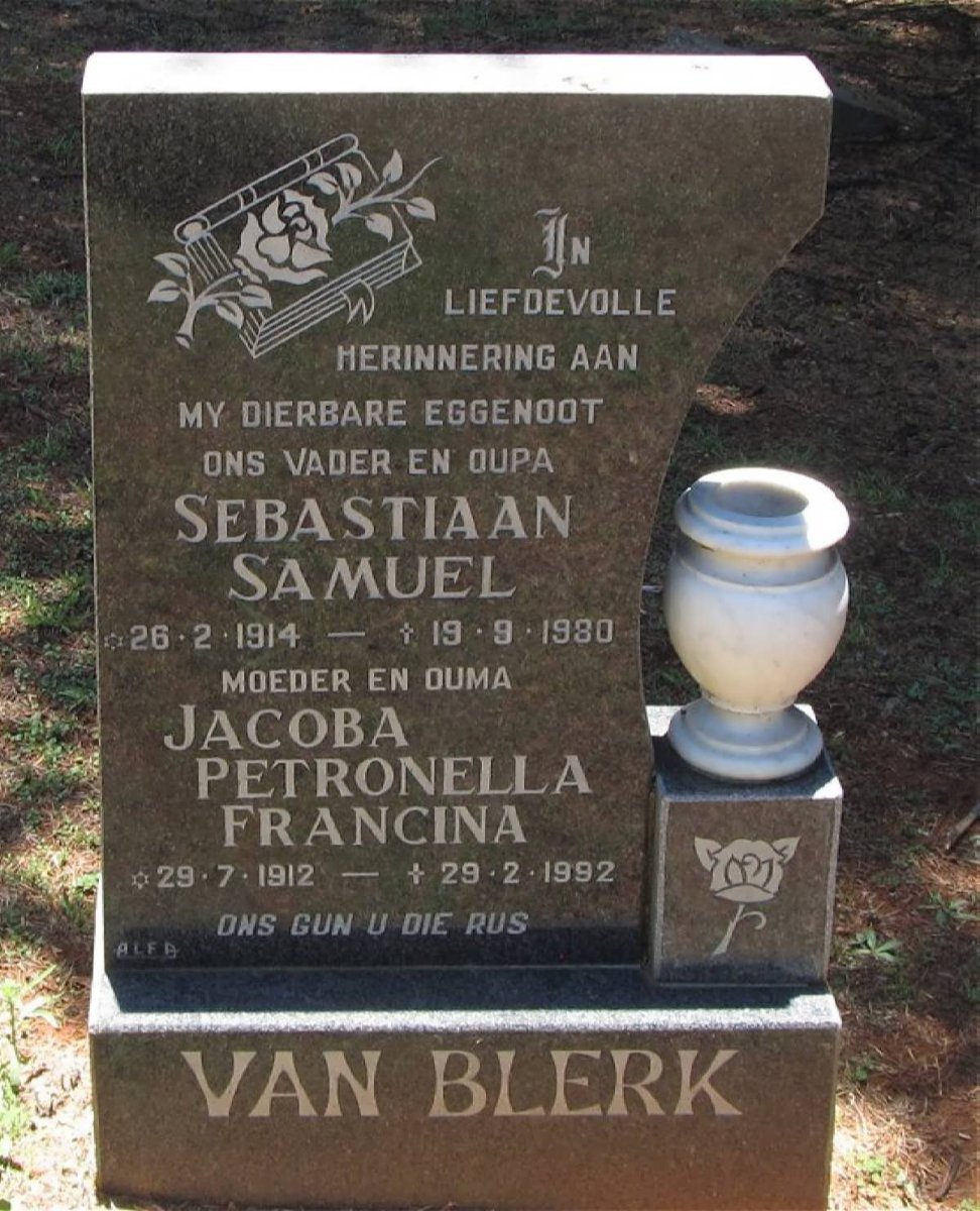 BLERK Sebastiaan Samuel, van 1914-1980 &amp; Jacoba Petronella Francina 1912-1992