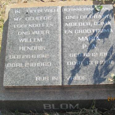 BLOM Willem Hendrik 1912-1963 &amp; Maria P.A. 1913-1995