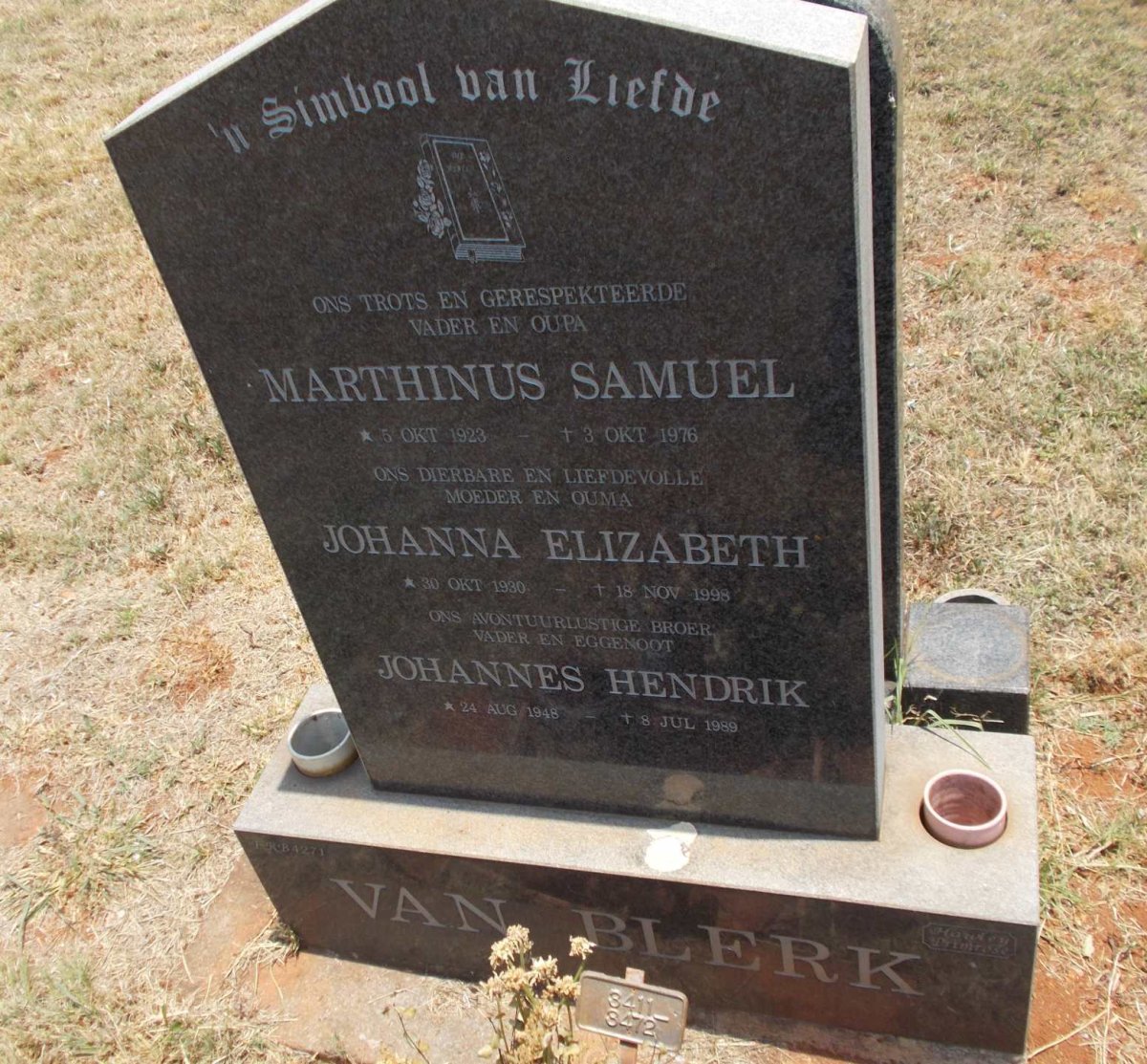 BLERK Marthinus Samuel, van 1923-1976 &amp; Johanna Elizabeth 1930-1998 :: VAN  BLERK Johannes Hendrik 1948-1989
