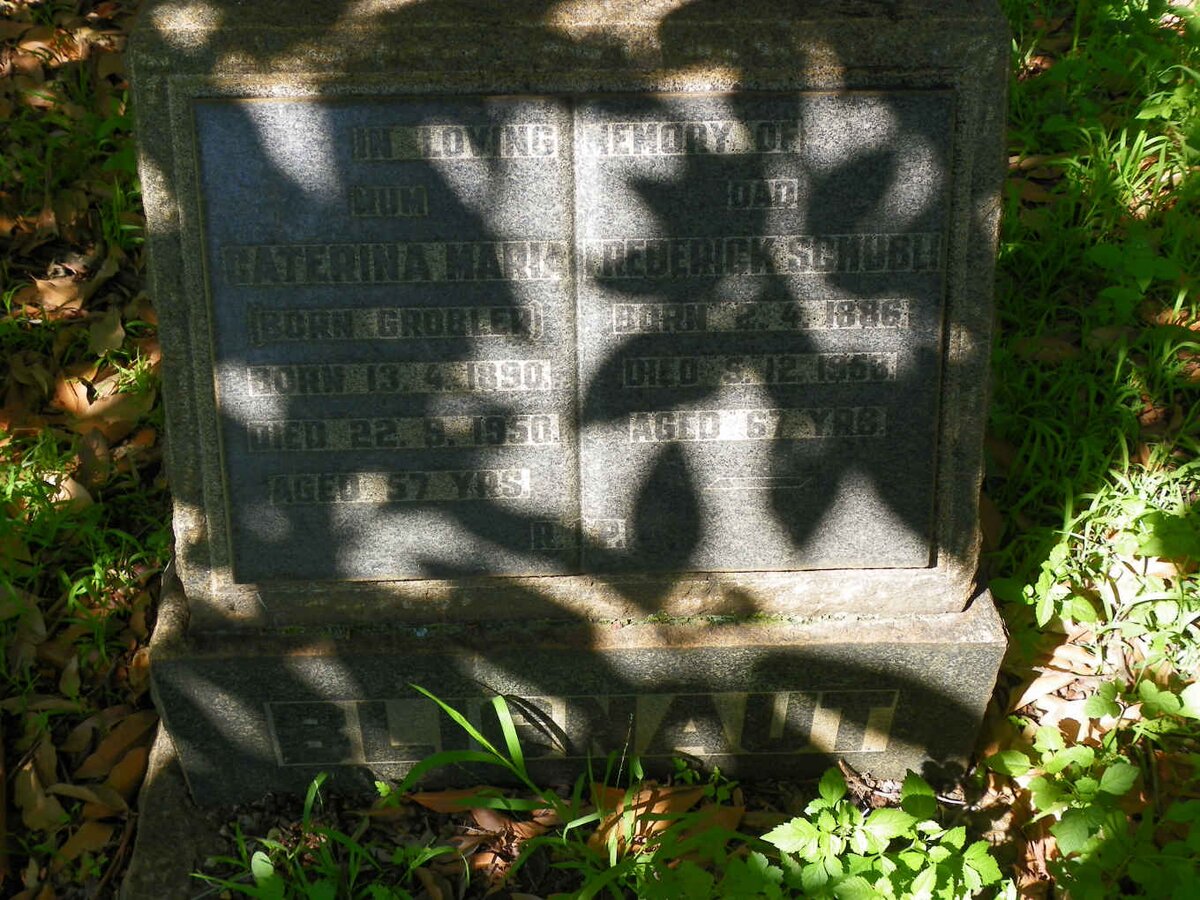 BLIGNAUT Frederick Schubli 1886-1953 &amp; Caterina Maria GROBLER 1890-1950