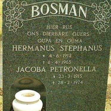 BOSMAN Hermanus Stephanus 1912-1965 &amp; Jacoba Petronella 1915-1974