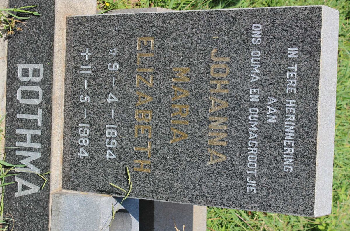 BOTHMA Johanna Maria Elizabeth 1894-1984