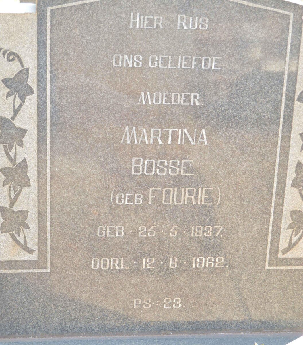 BOSSE Martina nee FOURIE 1937-1962