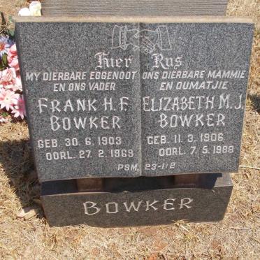 BOWKER Frank H.F. 1903-1969 &amp; Elizabeth M.J. 1906-1988