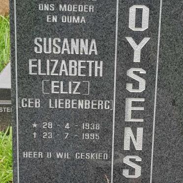 BOOYSENS Susanna Elizabeth nee LIEBENBERG 1938-1995