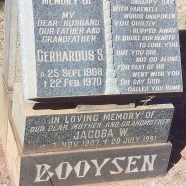 BOOYSEN Gerhardus S. 1908-1970 &amp; Jacoba W. 1907-1991