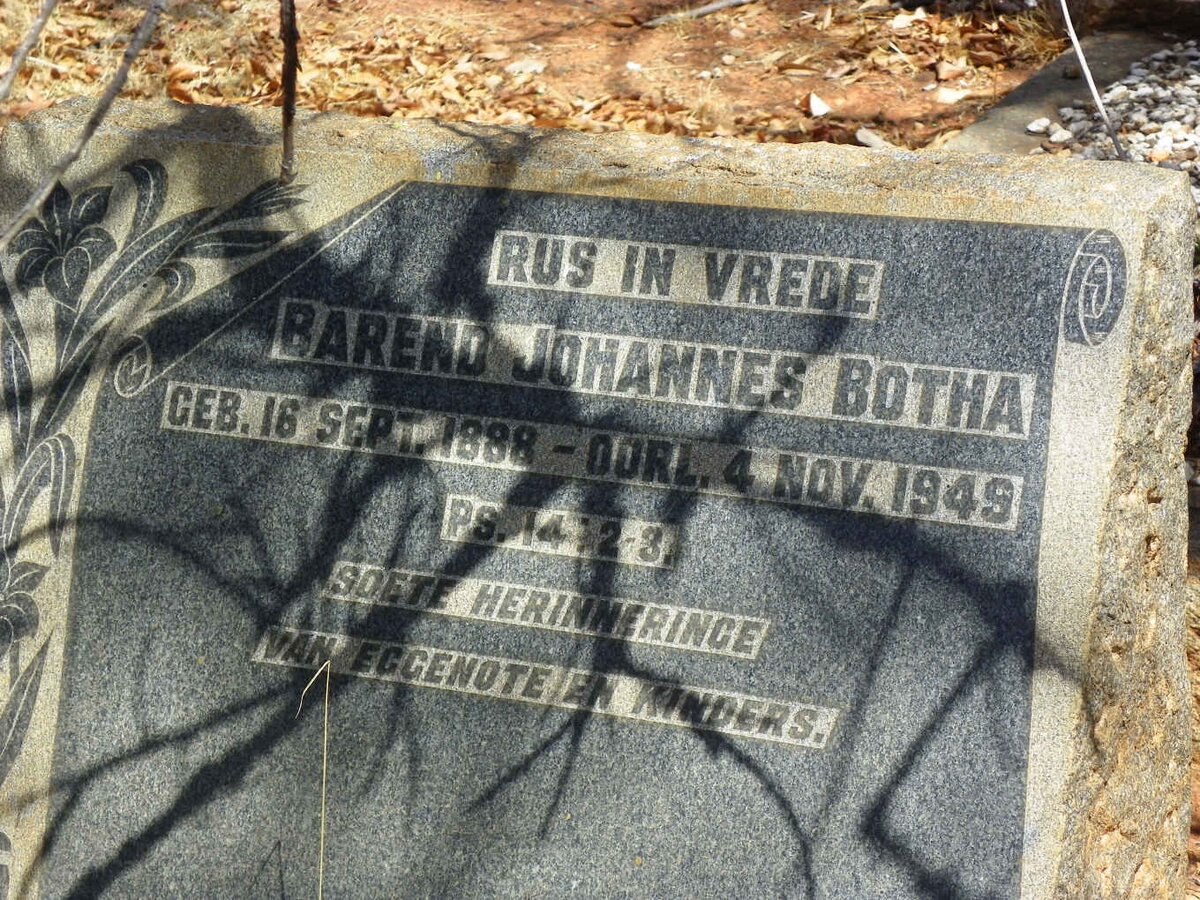 BOTHA Barend Johannes 1888-1949