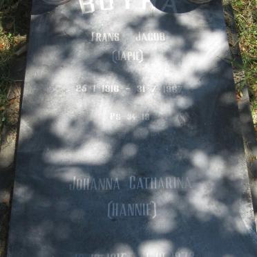 BOTHA Frans Jacob 1916-1967 &amp; Johanna Catharina 1915-1978