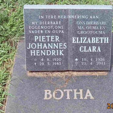 BOTHA Pieter Johannes Hendrik 1920-1985 &amp; Elizabeth Clara 1926-2011