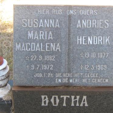 BOTHA Andries Hendrik 1877-1969 &amp; Susanna Maria Magdalena 1882-1972