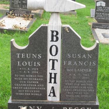 BOTHA Teuns Louis 1919-1994 &amp; Susan Francis LAHNER 1922-2003
