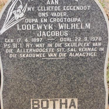BOTHA Lodewyk Wilhelm Jacobus 1897-1978