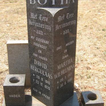 BOTHA David Herculaas 1910-1970 &amp; Martha Wilhelmina 1913-1990