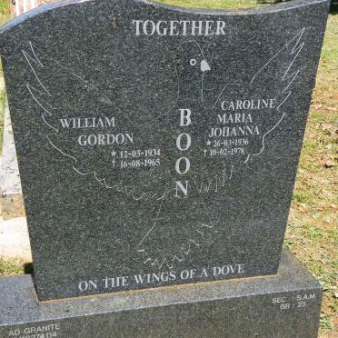 BOON William Gordon 1934-1965 &amp; Caroline Maria Johanna 1936-1978