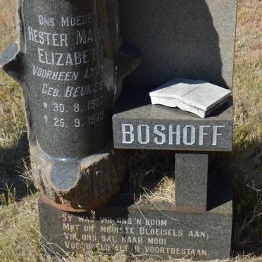 BOSHOFF Hester Maria Elizabeth formerly LYONS nee BEUKES 1907-1973