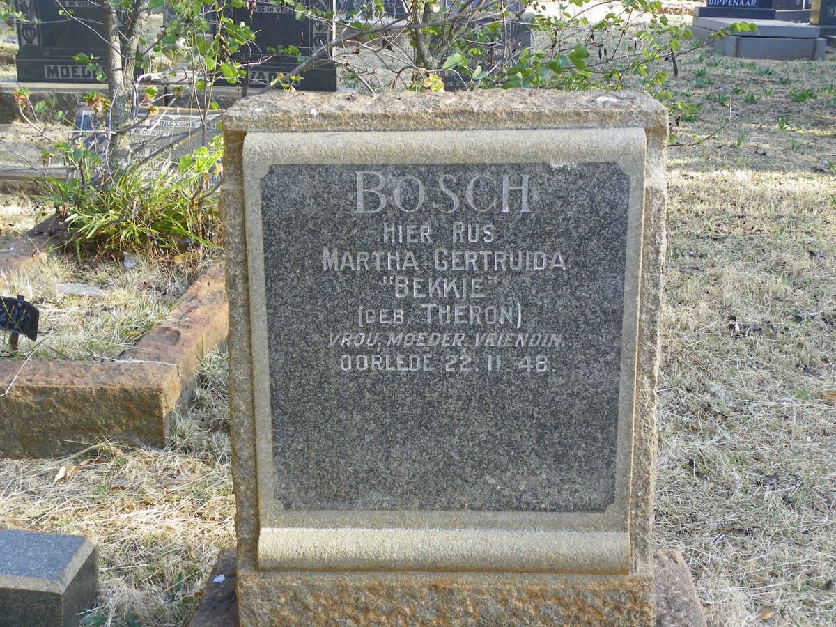 BOSCH Martha Gertruida nee THERON -1948
